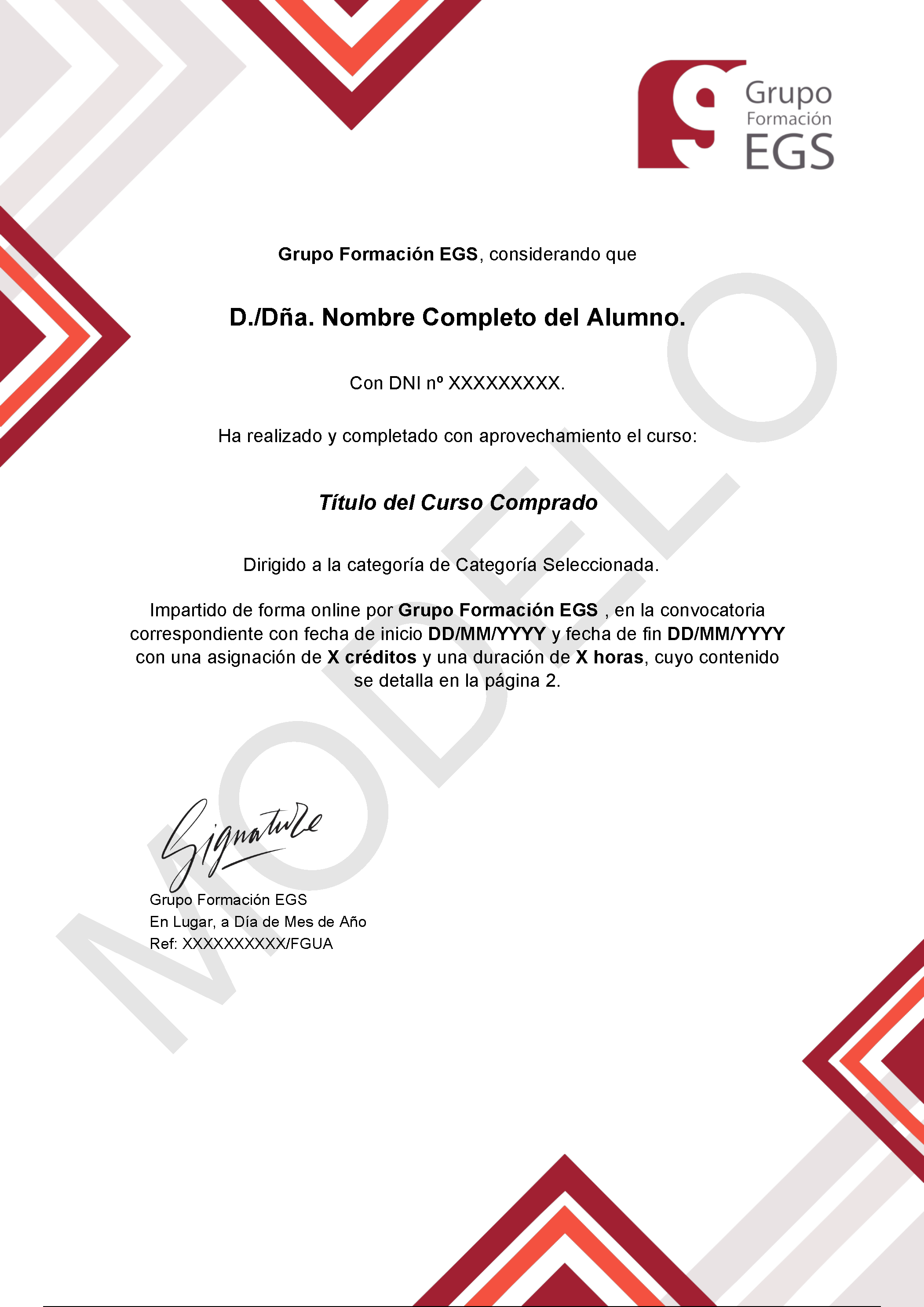 Ejemplo de Certificado Provisional FGUA